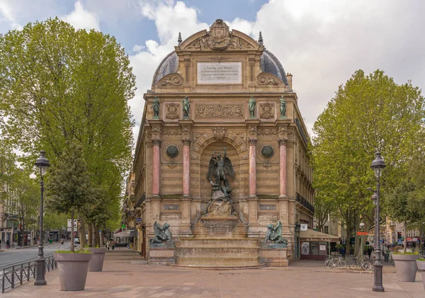 Paris France 2021 Quartier Latin Fontaine Saint Michel Lutte Bien — Photo