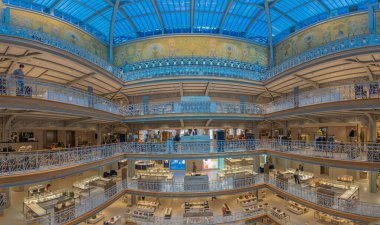 Paris, France - 07 02 2021: La Samaritaine department store. Inside view of the building clipart