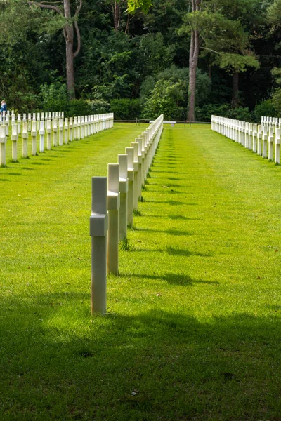 Colleville Sur Mer Francia 2021 Normandia Cimitero Americano Memoriale Croci — Foto Stock