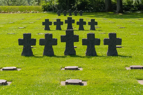 Cambe France 2021 Normandy German Military Cemetery Memorial Black Cross — 图库照片