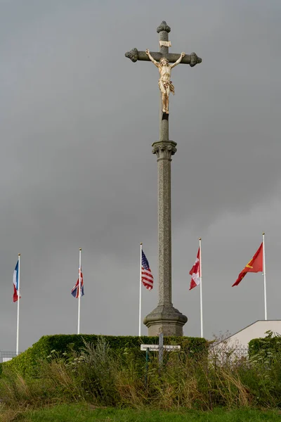 Arromanches Les Bains France 2021 Calvary Flags Allies Second World — Stock Photo, Image