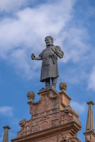 Colmar Frankrike 2021 Huvudenas Hus Bronsstaty Alsace Tunnbindare Bartholdi — Stockfoto