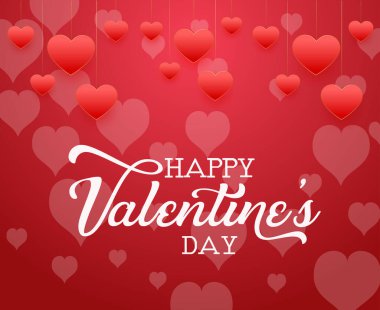 Sevgililer Günü konsepti geçmişi. Vektör çizimi. Kırmızı kalpler. 14 Şubat