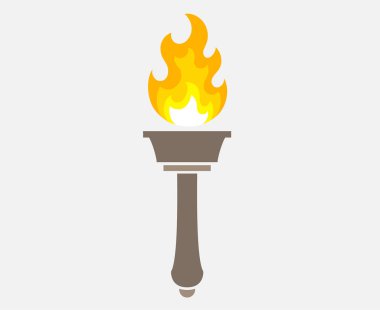 Meşale olimpiyat oyun simgesi çizimi Gri arkaplan ile soyut vektör tasarımı