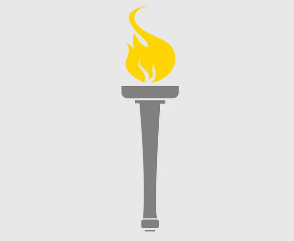 Abstract Torch Знак Полум Жовтий Векторний Дизайн Ілюстрація Сірим Тлом — стоковий вектор