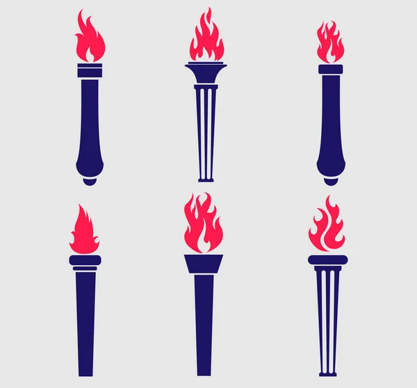 Дизайн Факел Олимпийские Игры Голубая Коллекция Символов Огня Абстрактный Вектор — стоковый вектор