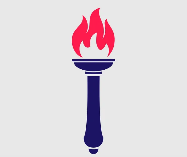 Огненный Факел Олимпийская Игра Голубая Иллюстрация Пламя Красный Абстрактный Дизайн — стоковый вектор