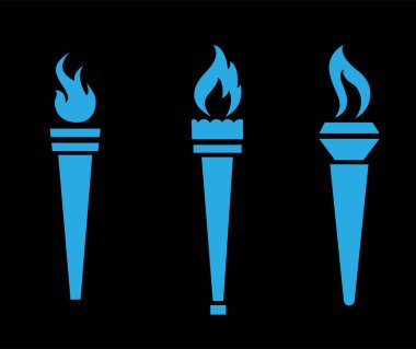 Mavi Meşale Olimpiyat Oyunları Koleksiyonu Siyah Arkaplan Resimlerinde Yanan Soyut Tasarım