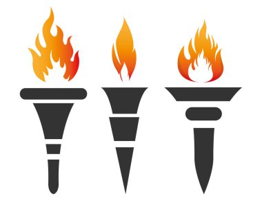 Meşale olimpiyat oyunları Koleksiyon simgeleri alev vektör çizimi soyut tasarımı Arkaplan Beyaz