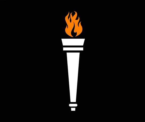 Білий Факел Олімпійський Полум Чорному Тлі Ілюстрація Абстрактний Дизайн — стоковий вектор