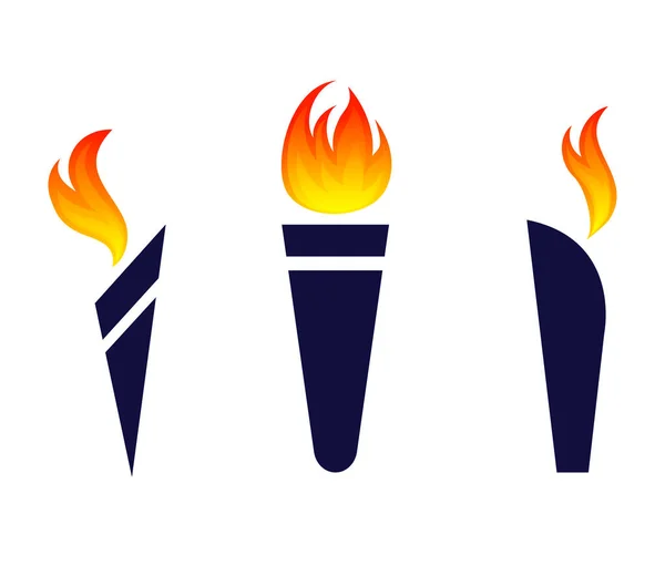 Факел Синий Дизайн Огненной Иллюстрацией Белым Фоном — стоковый вектор
