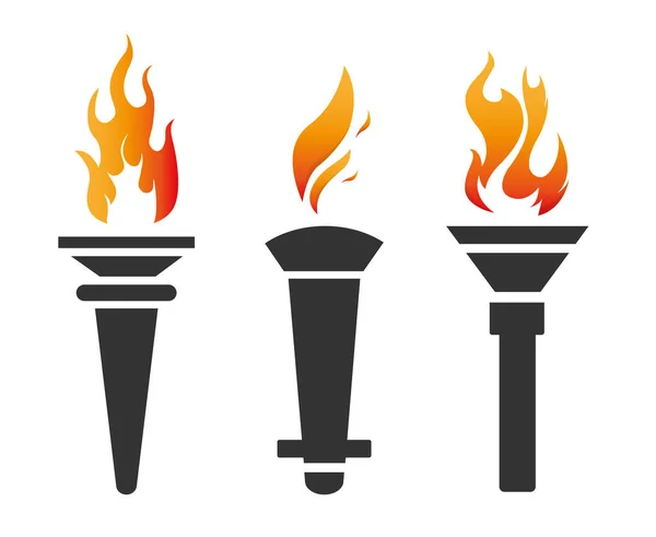 奥运圣火系列黑色设计图标 背景为白色 — 图库矢量图片