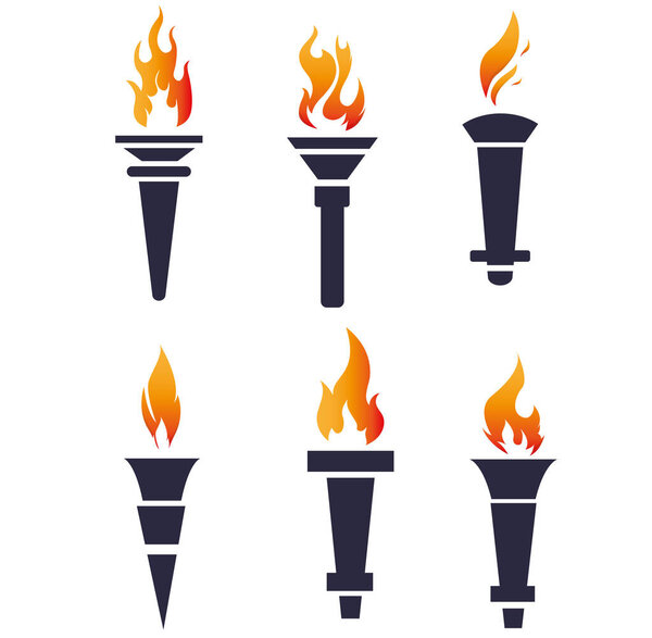 abstract Olympic games torch Collection Black design icon illustration with White Background