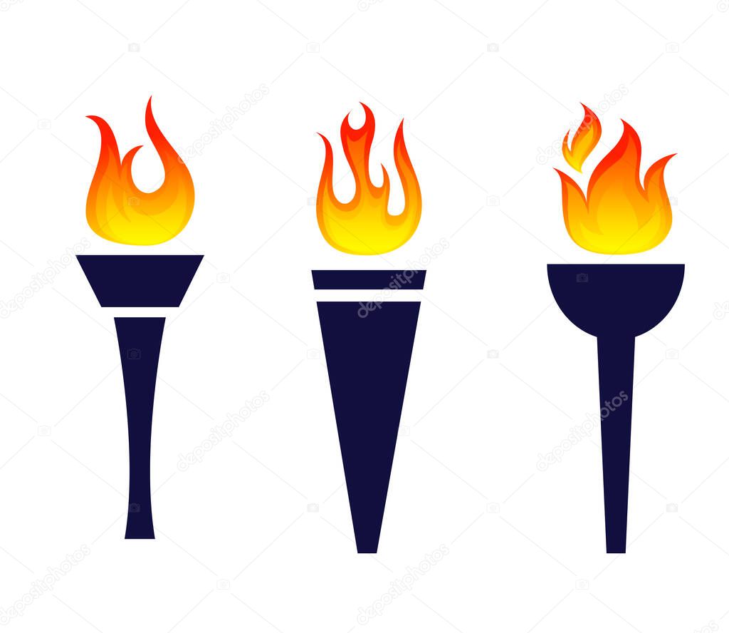 abstract torch Collection Blue design icon illustration with White Background