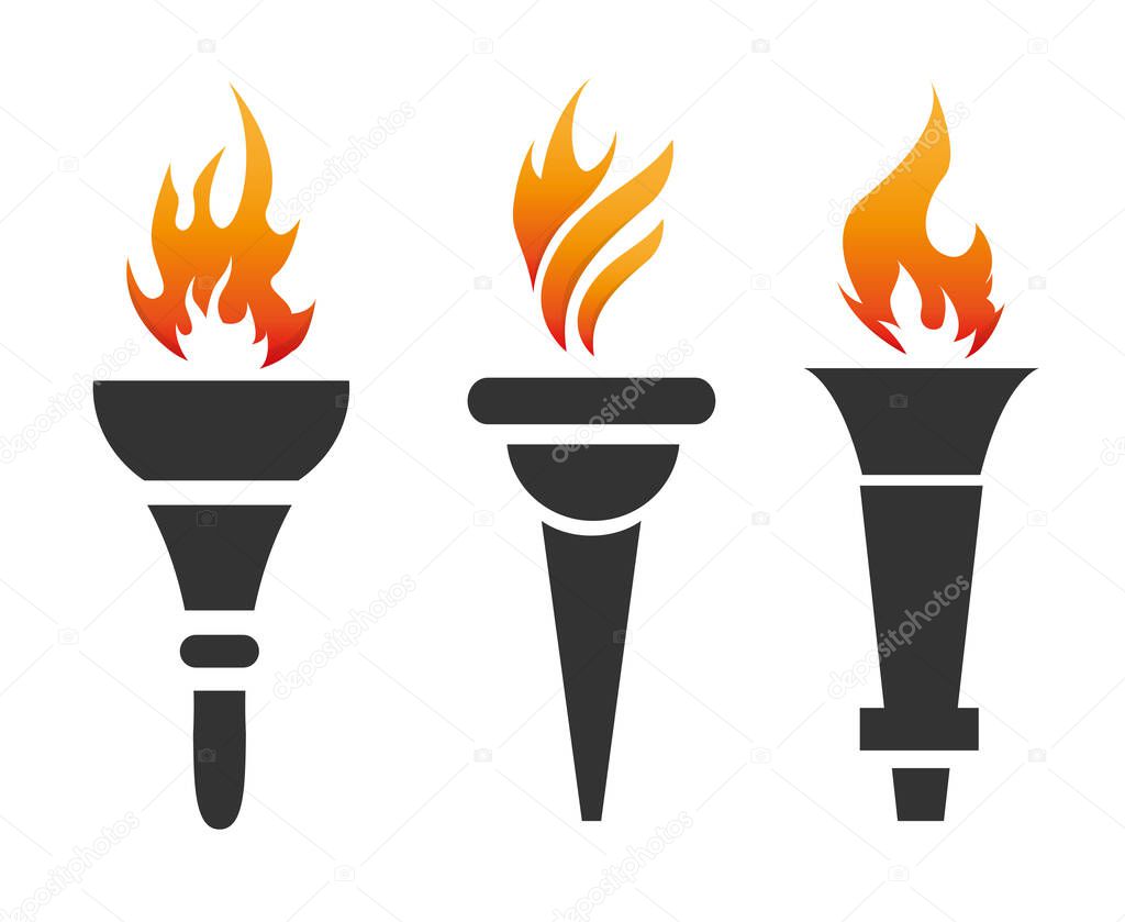 torch Collection Black design with flame illustration with Background White