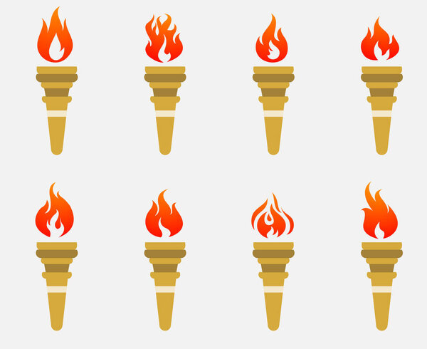 abstract Olympic games torch Collection Black design icon illustration with White Background