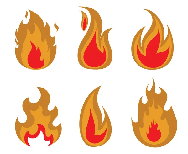 Torcia Fire Collection Disegno Illustrazione Fiamme Con Fiamma Con Sfondo — Vettoriale Stock
