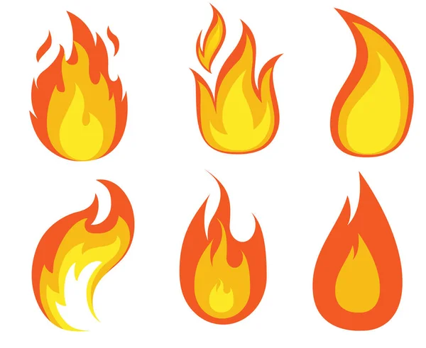 Abstrakte Fackel Feuer Sammlung Design Logos Illustration Auf Weißem Hintergrund — Stockvektor