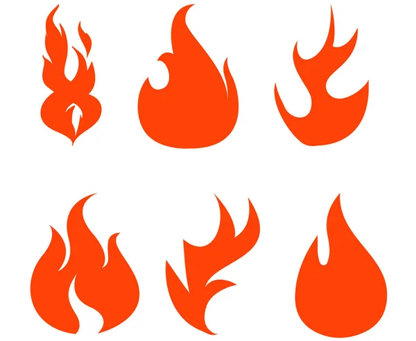 Fire Torch Design Colecție Ilustrație Flacără Fundal Alb — Vector de stoc