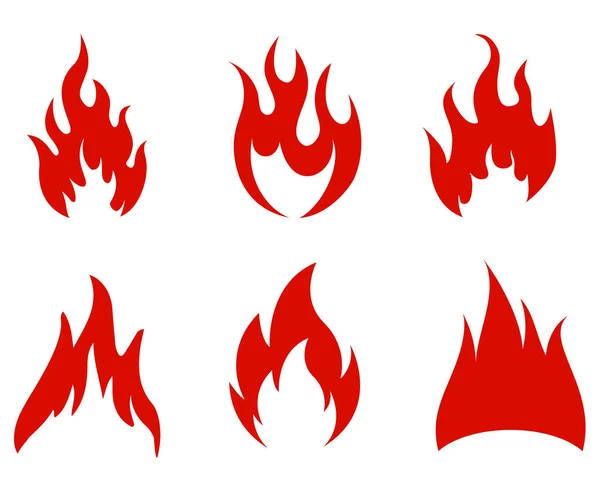Design Tűz Fáklya Gyűjtemény Láng Piros Elvont Illusztráció Lángvektor Fehér — Stock Vector