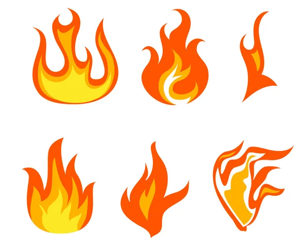 Fire Collection Obor Flaming White Background Desain Gambar Abstrak - Stok Vektor
