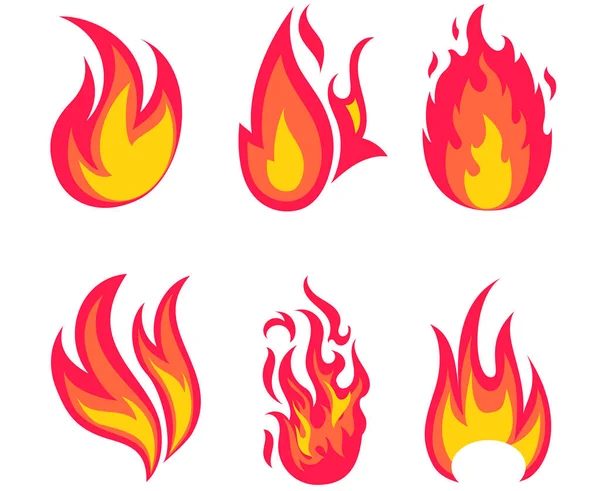 Sammlung Feuer Flammende Fackel Auf Hintergrund Weiß Abstrakte Illustration Design — Stockvektor