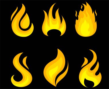Ateş Meşalesi Koleksiyonu simgeleri alev vektör çizimi soyut tasarım ve arkaplan siyahı