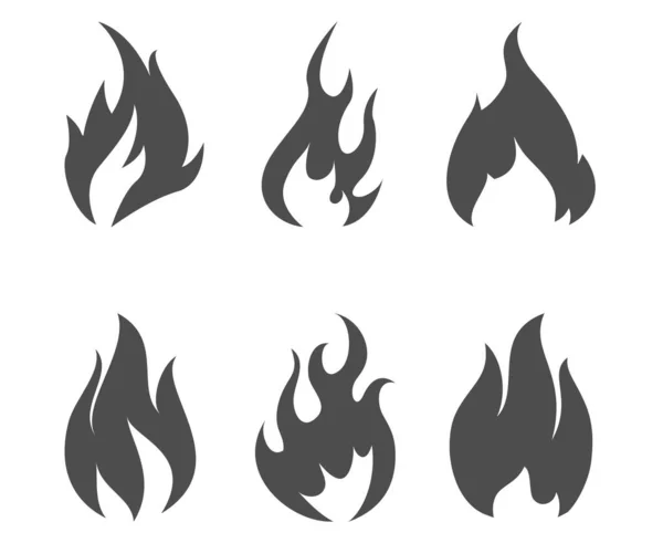 Black Fire Torch Collection Flaming White Background Ilustrație Design Abstract — Vector de stoc