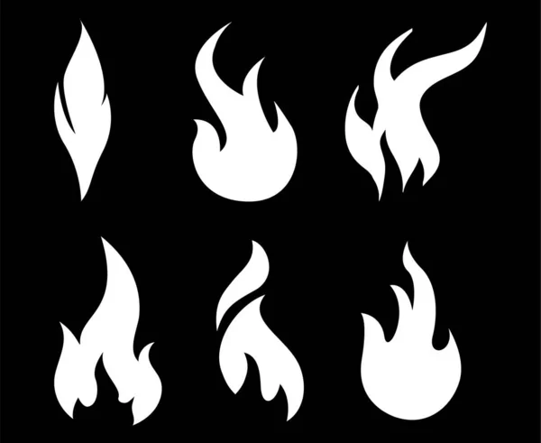 Fackel Feuer Weiß Sammlung Symbole Flammenvektor Illustration Abstraktes Design Mit — Stockvektor