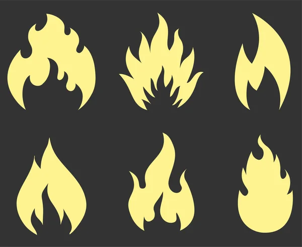 Sammlung Feuer Fackel Flammende Auf Hintergrund Schwarz Abstrakte Illustration Design — Stockvektor