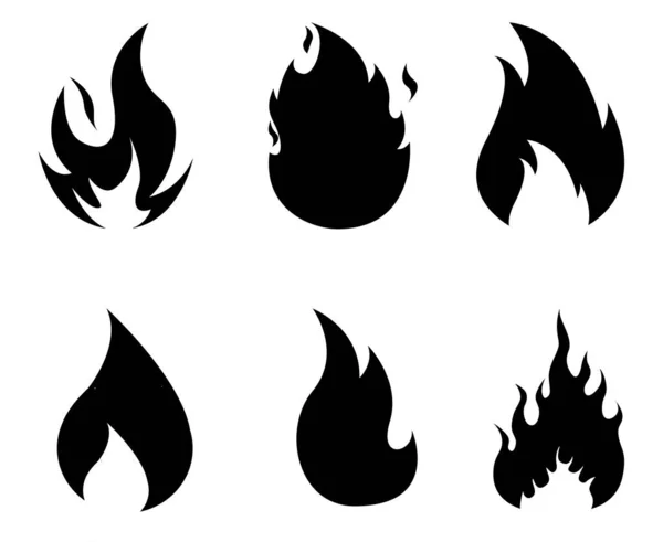 Fire Abstract Torță Colecție Design Negru Flaming White Background Ilustrație — Vector de stoc
