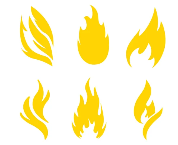 Feuer Design Fackel Gelb Sammlung Symbol Flamme Abstrakte Illustration Vektor — Stockvektor