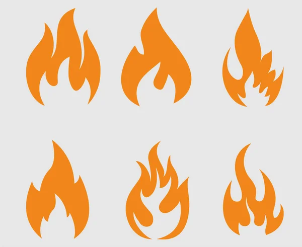 Tűz Fáklya Narancs Gyűjtemény Illusztráció Design Lángoló Láng Szürke Háttér — Stock Vector