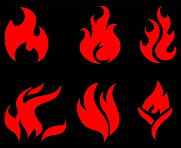 Design Foc Torță Roșu Simboluri Colecție Flacără Abstract Ilustrație Vector — Vector de stoc