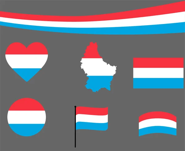 Luxemburgo Mapa Bandera Cinta Corazón Iconos Vector Ilustración Abstract Design — Vector de stock