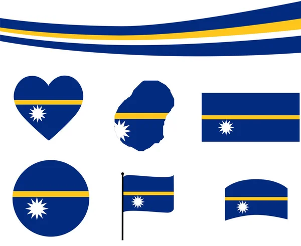 Nauru Flagge Karte Band Und Herz Ikonen Vektor Illustration Abstrakte — Stockvektor