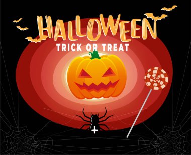 Soyut 31 Ekim Cadılar Bayramı Tatil Tasarım Partisi Balkabağı Turuncu Korkunç Karanlık ve Şeker Örümceği 