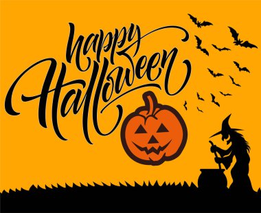 31 Ekim 'de Cadılar Bayramı Tasarımı Kara Balkabağı Yarasa Vektörü