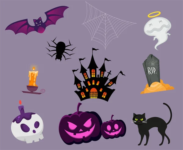 Objets Abstraits Rip Tomb Halloween Arrière Plan Vector Pumpkin Trick — Image vectorielle