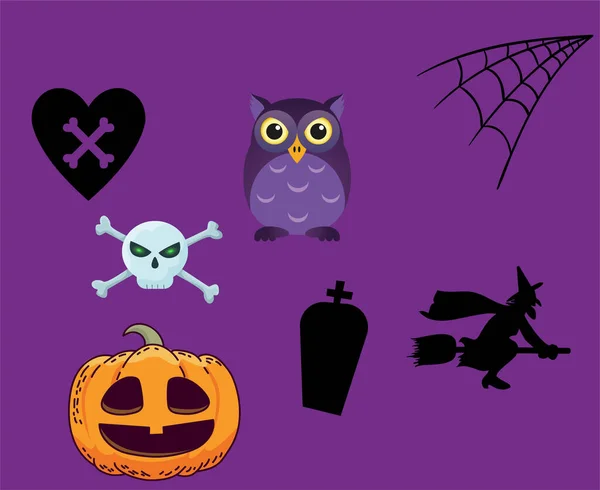 Objetos Resumen Día Halloween Octubre Spider Tomb Event Ilustración Oscura — Vector de stock