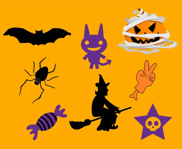 Design Abstrato Dia Das Bruxas Outubro Objetos Ilustração Bat Candy —  Vetores de Stock