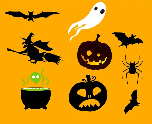 Astratto Felice Halloween Ottobre Sfondo Con Zucca Arancione Pipistrello Fantasma — Vettoriale Stock