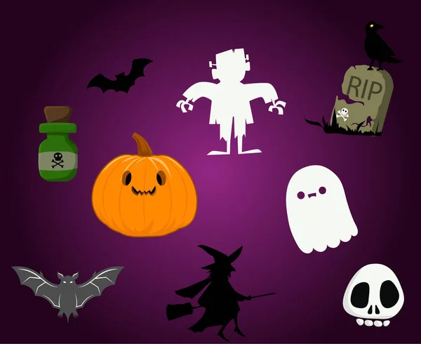 Resumen Feliz Halloween Octubre Antecedentes Los Objetos Con Calabaza Naranja — Vector de stock