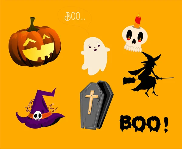 Abstrait Design Halloween Jour Octobre Objets Tombeau Fantôme Boo Dark — Image vectorielle