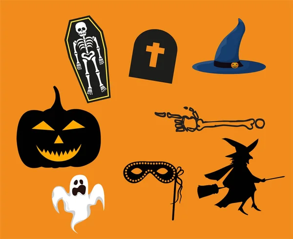 Abstract Design Halloween Day Objects Tomba Ottobre Evento Illustrazione Scura — Vettoriale Stock