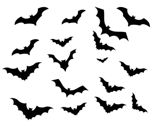 Fledermäuse Schwarze Objekte Vektor Zeichen Symbole Illustration Mit Weißem Hintergrund — Stockvektor