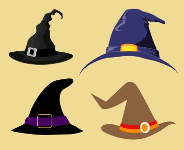 Şapka Nesneleri İşaretler Semboller Vektör İllüstrasyon Özeti Kahverengi Arkaplan