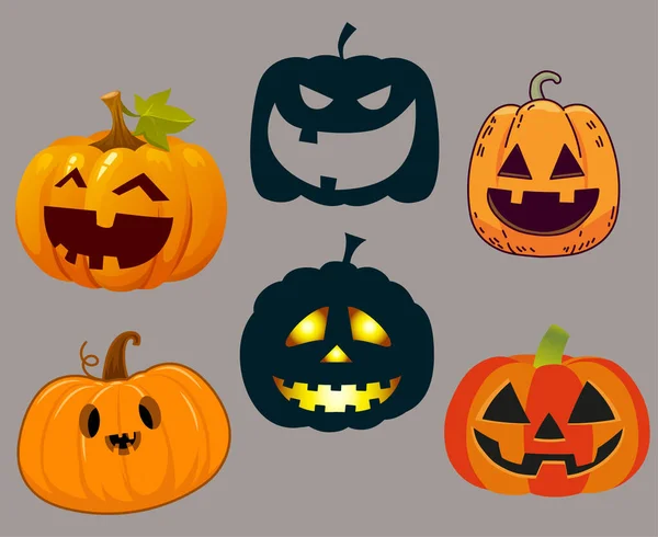 Kürbis Halloween Objekte Zeichen Symbole Vektor Illustration Abstrakt Mit Schwarzem — Stockvektor