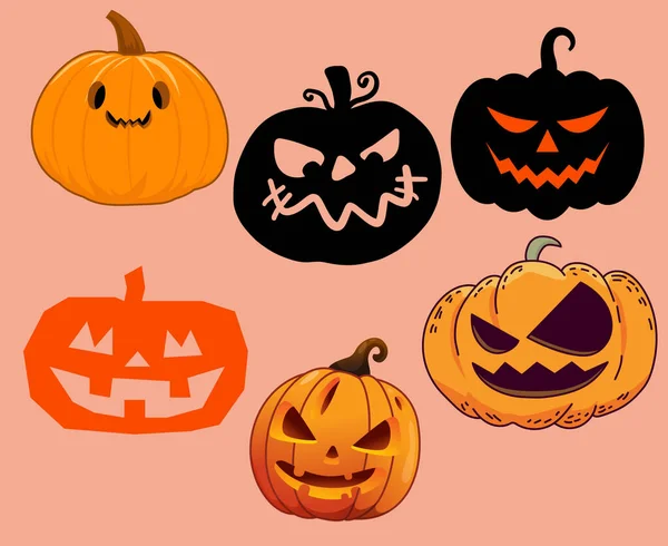 Pumpkin Halloween Objekter Skilt Symboler Vektorillustrasjon Abstrakt Med Rosa Bakgrunn – stockvektor