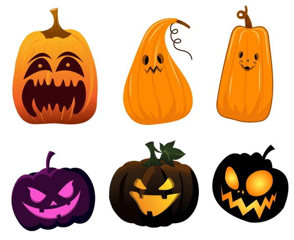 Kürbis Halloween Objekte Zeichen Symbole Vektor Illustration Abstrakt Mit Weißem — Stockvektor
